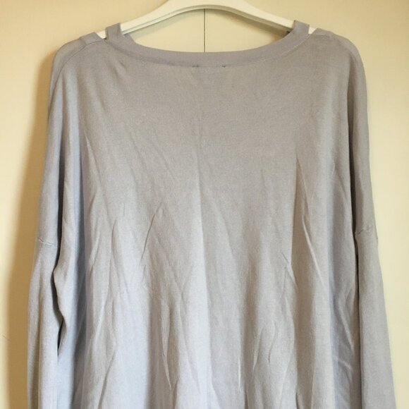 NWT Ice Blue Split V-Neck Rib Sleeves Pullover Top - Picture 7 of 15